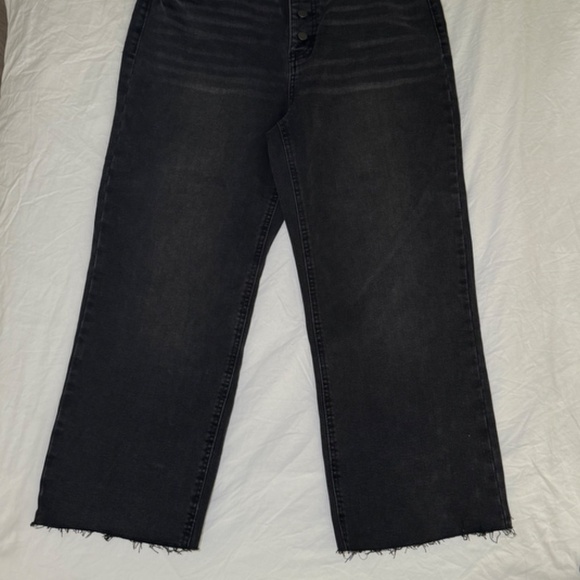 NWOT And Now This Jeans High Waist Wide-Leg Rip Crop Black Wash Size 31 Vintage - Picture 2 of 16